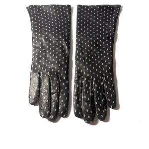 Florens Black Polka Dot Gloves with Leather Lining
